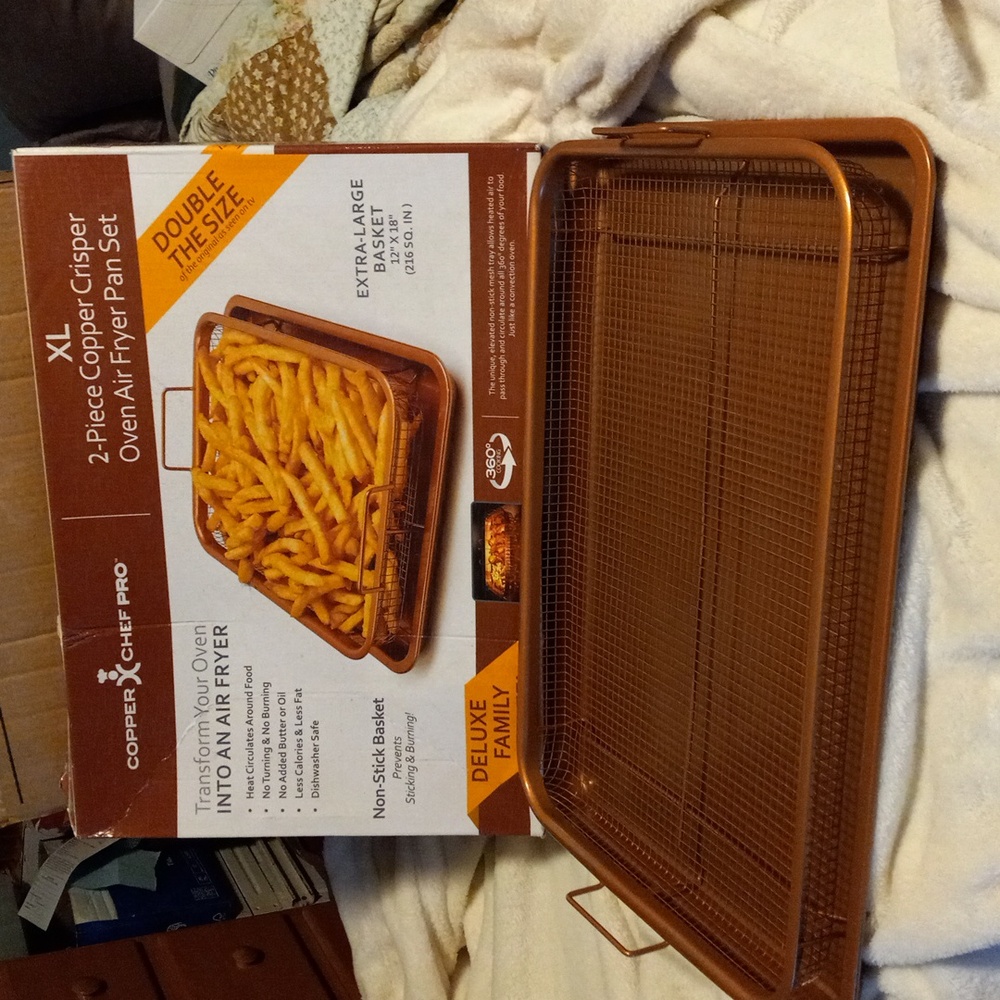 Copper Chef Pro XL 2 piece Copper Crisper Oven air fryer pan set 12 x 18